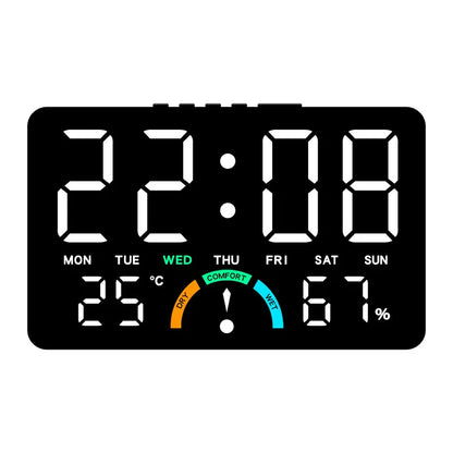 Digital Alarm Clock TEMP Humidity Week Comfort Level Dual Alarm Snooze Table Clock 12/24H Timer Auto Dimmable LED Wall Clock