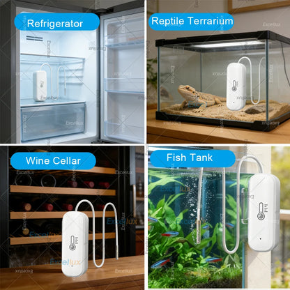 Zigbee 3.0 Temperature Humidity Sensor With External Temp Probe Smart Thermo Hygrometer For Plants Aquarium Freezer Need Gateway