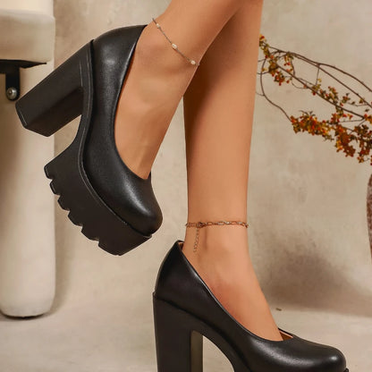 2025 New Ultra High Heels Fashion Simple Thick Bottom Women's Casual High Heels