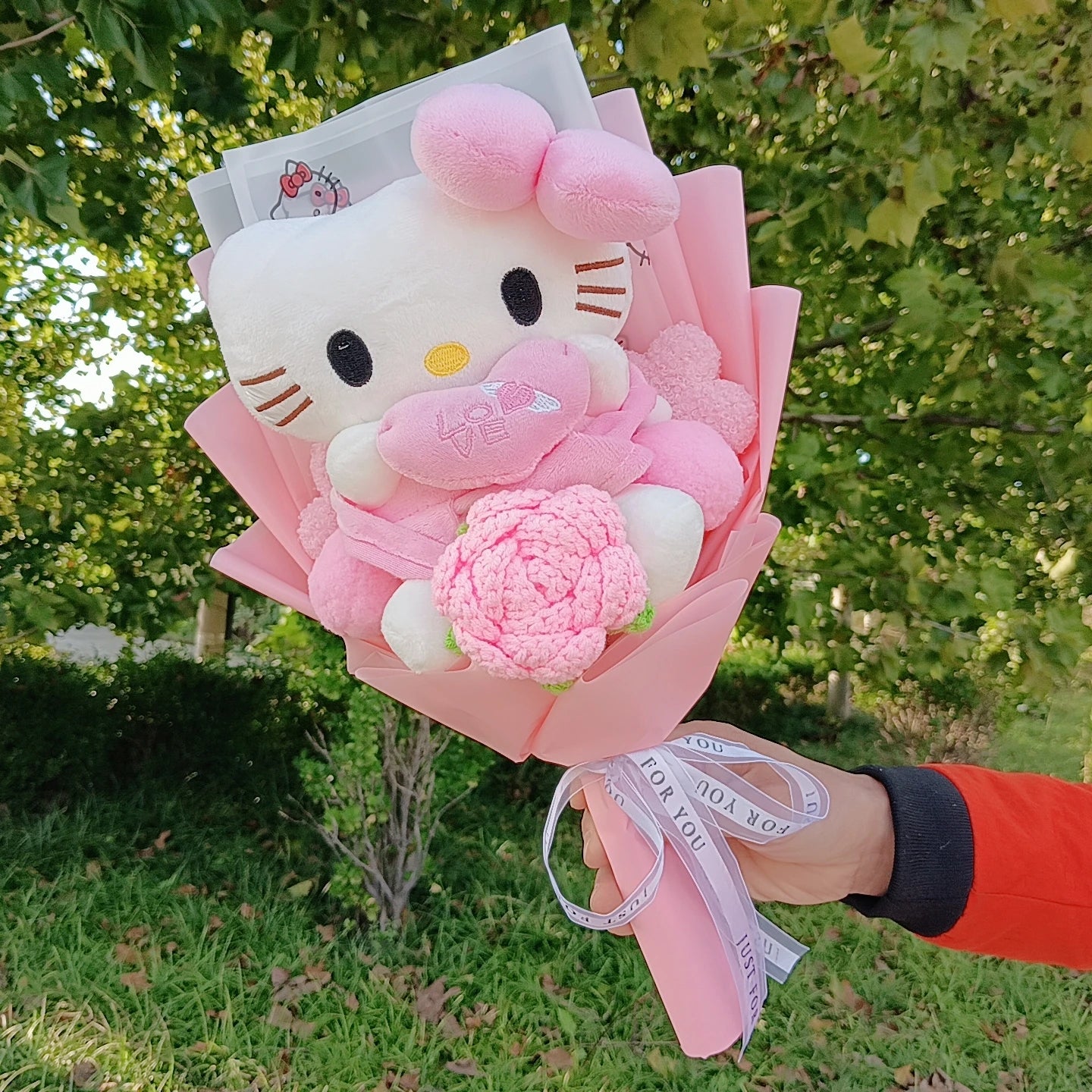 Anime Hello Kitty Cartoon Plush Bouquet Rose Flowers  Soft Plush Doll Home Wedding Decoration Christmas Valentine's Day Gift