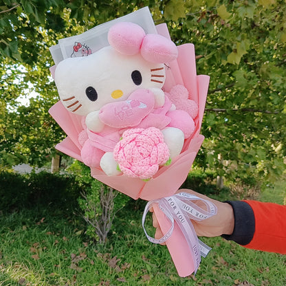 Anime Hello Kitty Cartoon Plush Bouquet Rose Flowers  Soft Plush Doll Home Wedding Decoration Christmas Valentine's Day Gift