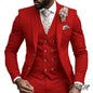 High Quality Green Business Men Suits Slim Fit Male Clothing Elegant Wedding 3 Piece Two Buttons Jacket Vest Pants Party Sets