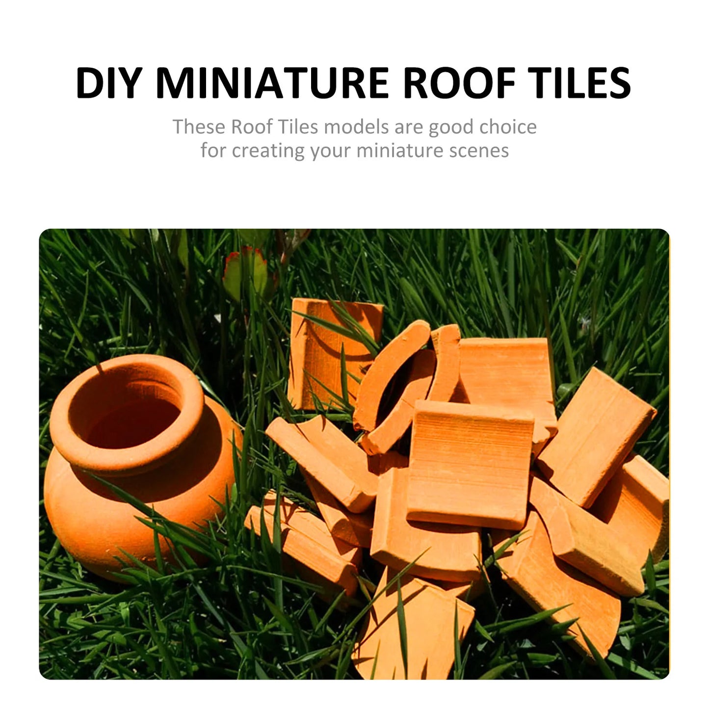 70pcs Mini Roof Tiles Miniature Simulated Roof Tiles Models Pottery Clay Roof Tiles DIY Miniature House Props 1.7x1.6cm