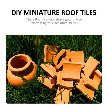70pcs Mini Roof Tiles Miniature Simulated Roof Tiles Models Pottery Clay Roof Tiles DIY Miniature House Props 1.7x1.6cm