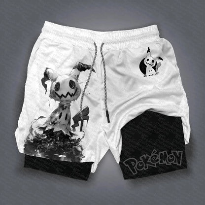 Pokémon Game 2-in-1 Shorts Summer/Autumn Men's and Women's New Joint Sports and Fitness American Trend Double-layer Shorts