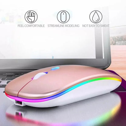 Rechargeable Wireless Mouse Bluetooth-compatible 2.4GHz Dual Modes Computer Mice with Nano Receiver for PC Laptop Macbook