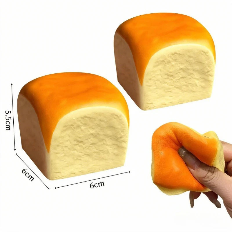 1&2PC Simulation Bread Squishy Squeeze Toy Food Grade Silicone Safe Soft Slow Rising Decompression Fidget Toy For Stress Relief