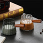 1/2pcs Coffee Cup with Wood Handle 180ml Clear Scale Espresso Shot Glass with V-Shaped Mouth Single Milk Frother Measuring Cup