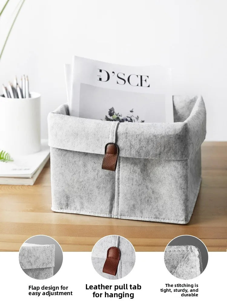 1-5PCS Desktop Organizer Basket Felt Storage Bin for Snacks and Sundries Home Office Desk Tidy Declutter Storage Box