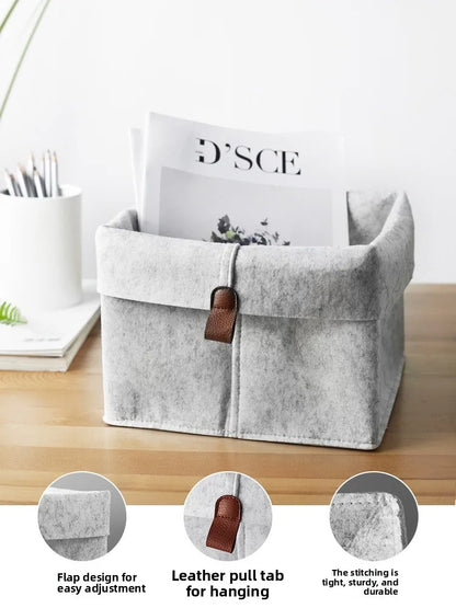 1-5PCS Desktop Organizer Basket Felt Storage Bin for Snacks and Sundries Home Office Desk Tidy Declutter Storage Box