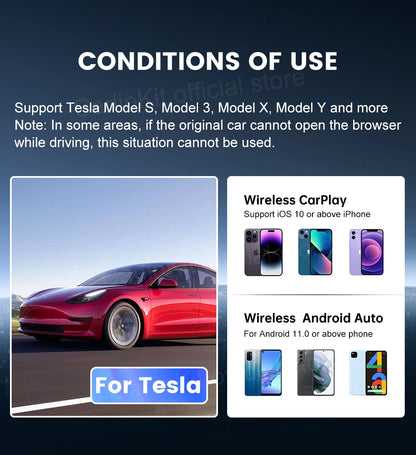 CarlinKit T2C For Tesla Upgrade CarPlay Wireless Android Auto Universal Model 3 Model Y X S 5Ghz WiFi CarPlay Ai Box SpotifyWaze