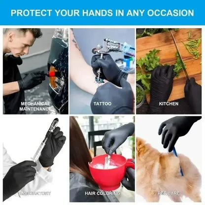 Black Nitrile Gloves Disposable Gloves for Household Cleaning Work Safety Tools Gardening Gloves Kitchen Cooking Tools Tatto