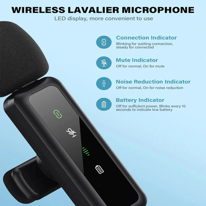 KEBIDU Wireless Lavalier Microphone Portable Audio Video Recording Noise Cancelling Professional Microphone for Live Broadcast