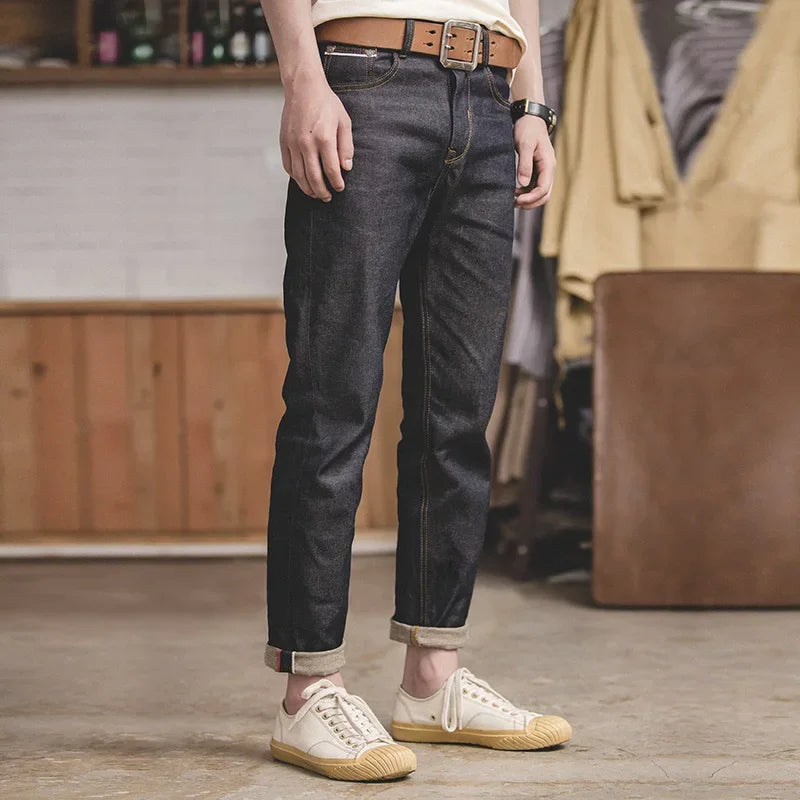 Maden Retro 11.6oz Cotton Selvedge Raw Denim Jeans Tapered Regular Fit Jeans with Zipper Fly High Quality Versatile Men's Pants