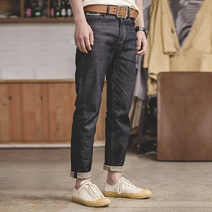 Maden Retro 11.6oz Cotton Selvedge Raw Denim Jeans Tapered Regular Fit Jeans with Zipper Fly High Quality Versatile Men's Pants