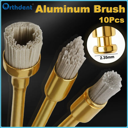 10Pcs Dental Polishing Brush Flat Sharp Bowl Type Aluminum Polisher RA 2.35mm Fit for Contra Angle Handpiece Dentistry Lab Tool