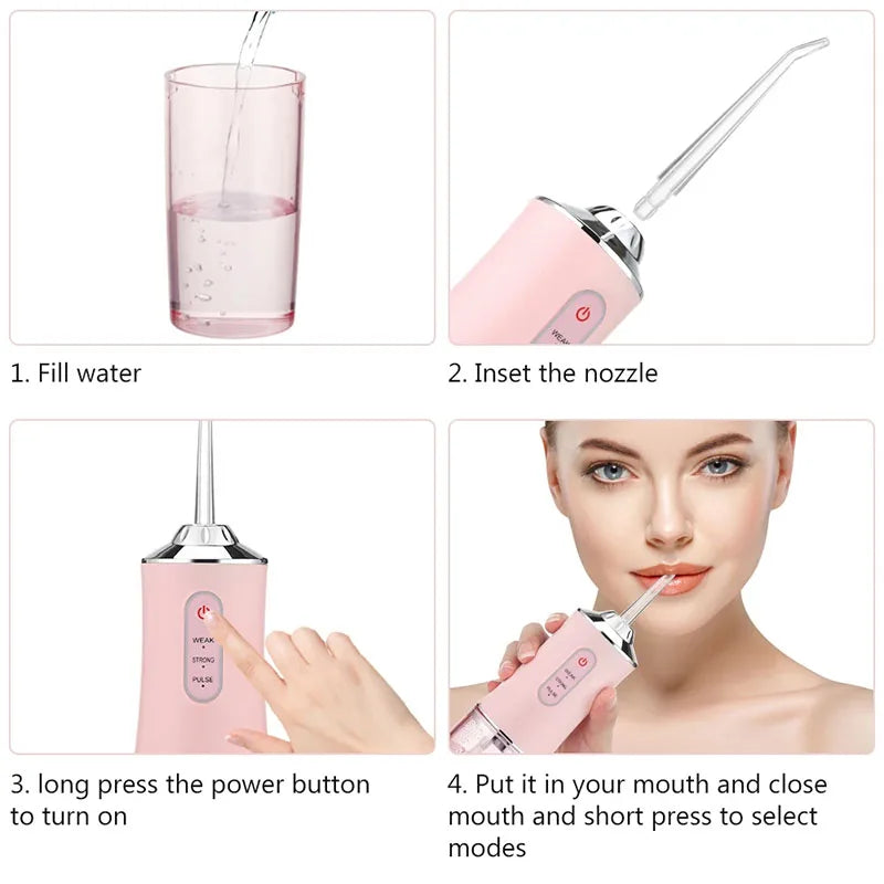 Powerful Battery Portable Electric Individual 230 Ml 3 Modes Toothbrush Combo Teeth Cleaning Oral Irrigator Water Dental Flosser
