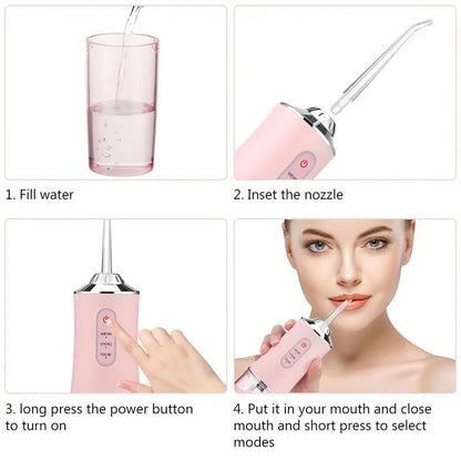 Powerful Battery Portable Electric Individual 230 Ml 3 Modes Toothbrush Combo Teeth Cleaning Oral Irrigator Water Dental Flosser