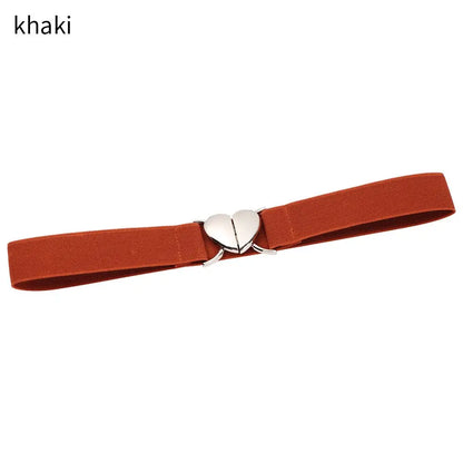 2022 Children Stretch Belts Girls Multicolor Adjustable Elastic Waist Belts with Heart Shape Buckle Waistband Accessories