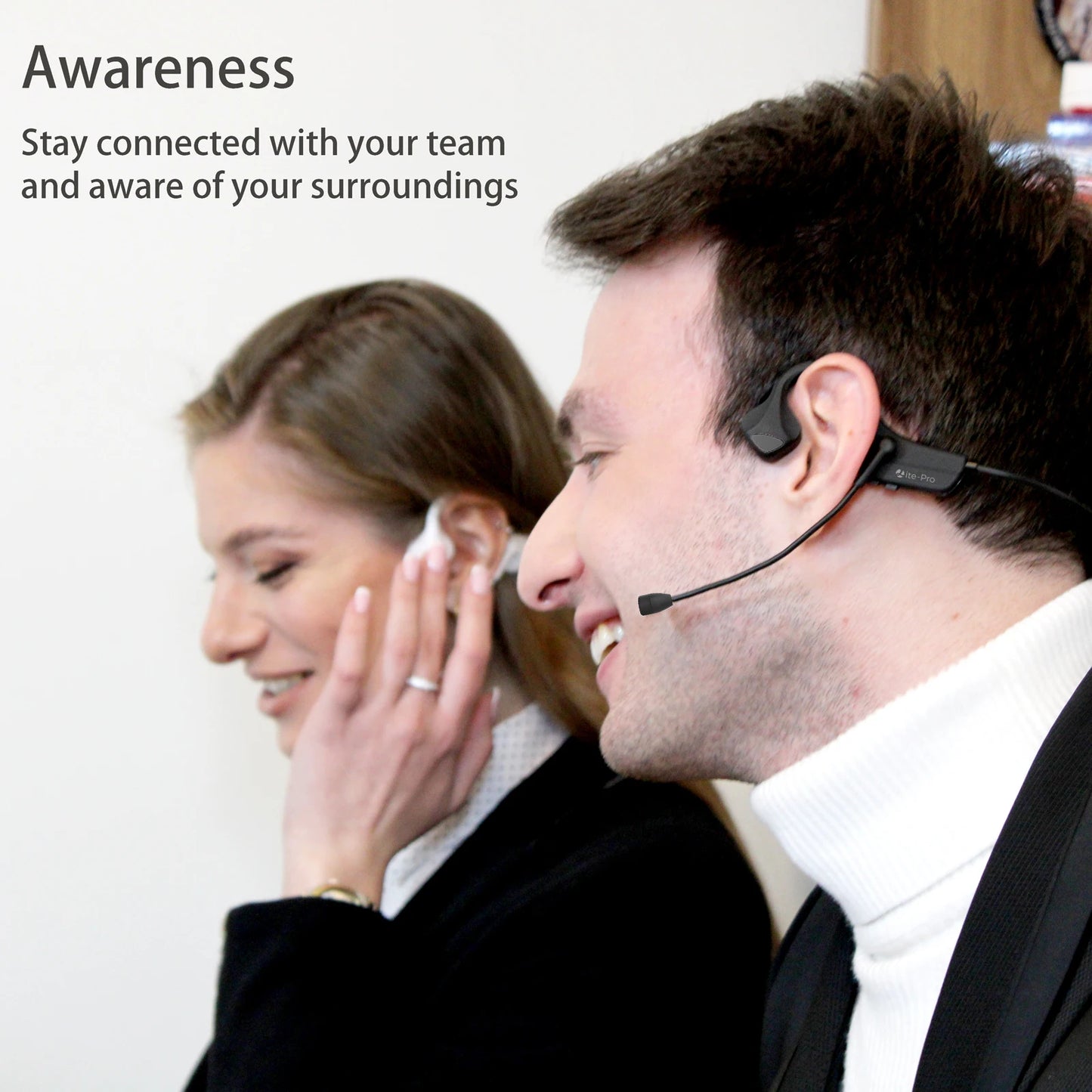 Open Ear Bone Conduction Headphones with dual microphone Wireless Bluetooth Headphone with Mic Headset for work/business/Cycling