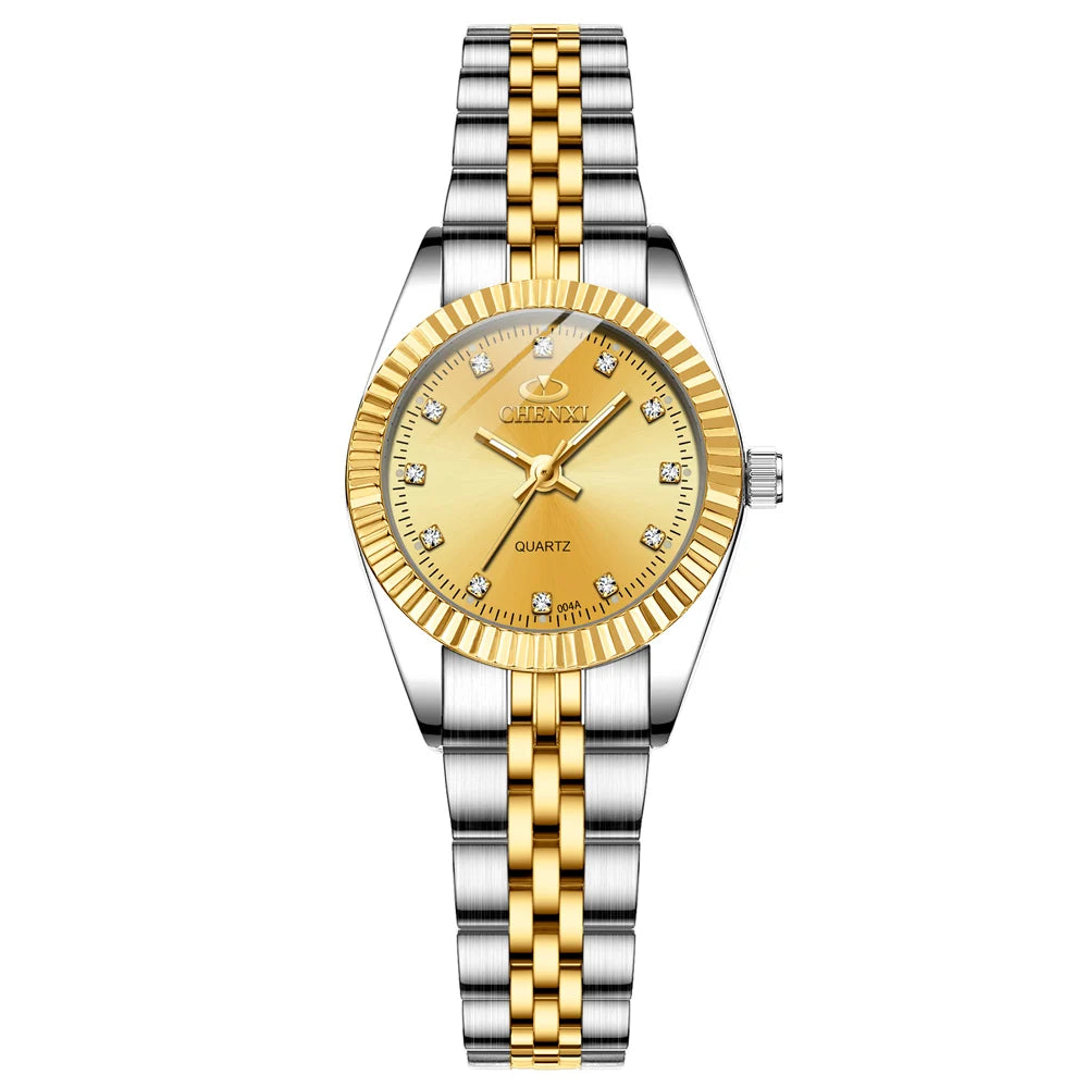 CHENXI Hot Sale Luxury Women's Golden Stainless Steel Small Dial Watch Quartz Charm Dress Trendy Wristwatch for Fashion Lady