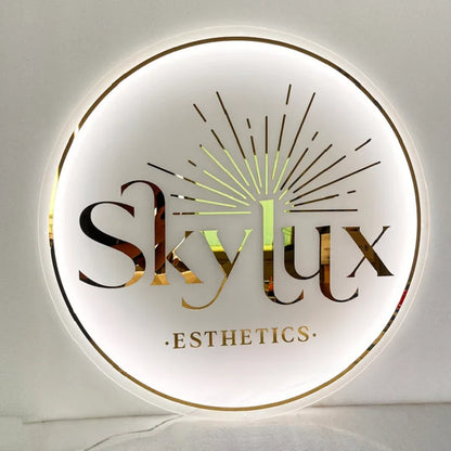 Business Neon Lights Mirror Logo Sign Hair Studio Sign Acrylic Custom Logo 3D Custom  Backlit Decoration Office Door Wall Sign