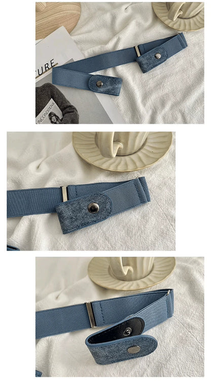 Elastic Adjustable Invisible Waist Belt Canvas Buckle-free Belt For Women Men No Buckle Easy Wear For Jeans Pants Dress