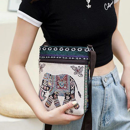 Lady Crossbody Shoulder Bag, Phone Purse Handbag, Ethnic Style Embroidered Messenger Bag, Retro Small Canvas Bag