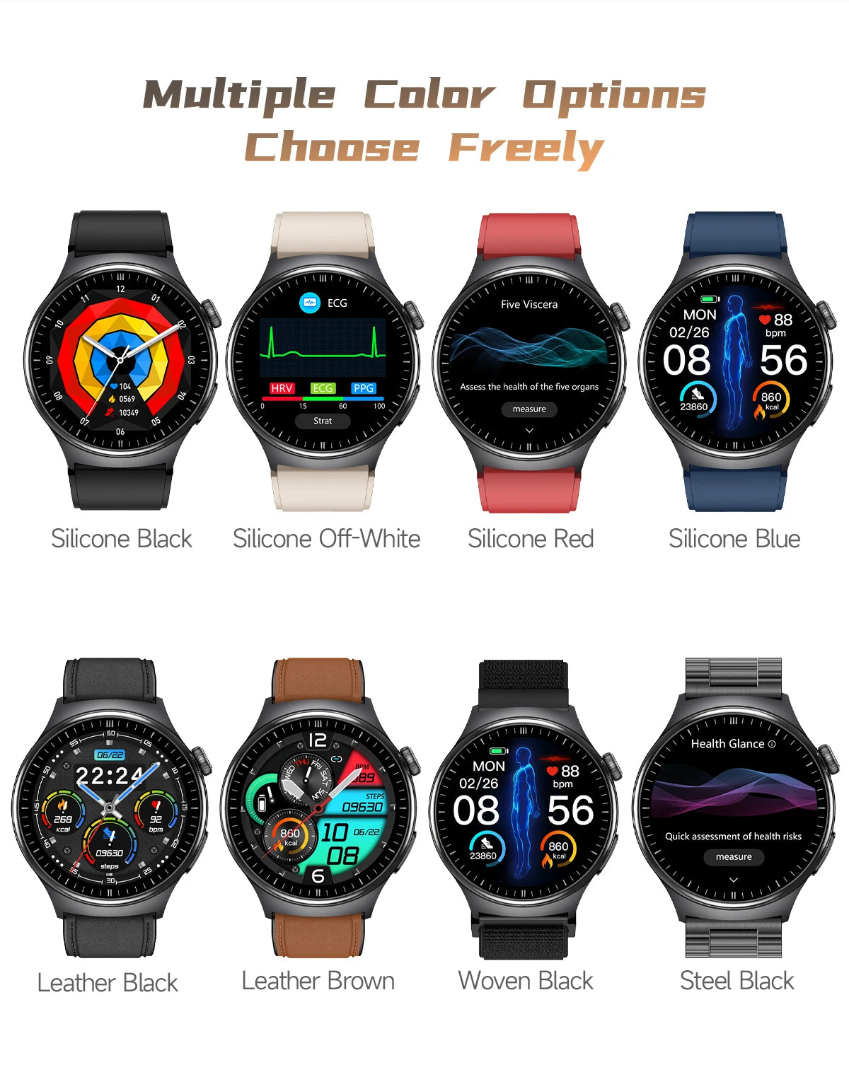 2026New Nursing Grade Health Smartwatches For Men Women Precision Detection Heart Rate Blood Fats Uric Acid ECG+PPG Smart Watch