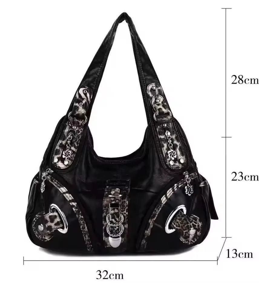 Versatile Women Handbags Leopard Shoulder Bag Top-handle Bag Fashion Satchel Dumpling Pack Shoulder Bag Large Tote Bag Purse