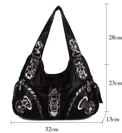 Versatile Women Handbags Leopard Shoulder Bag Top-handle Bag Fashion Satchel Dumpling Pack Shoulder Bag Large Tote Bag Purse