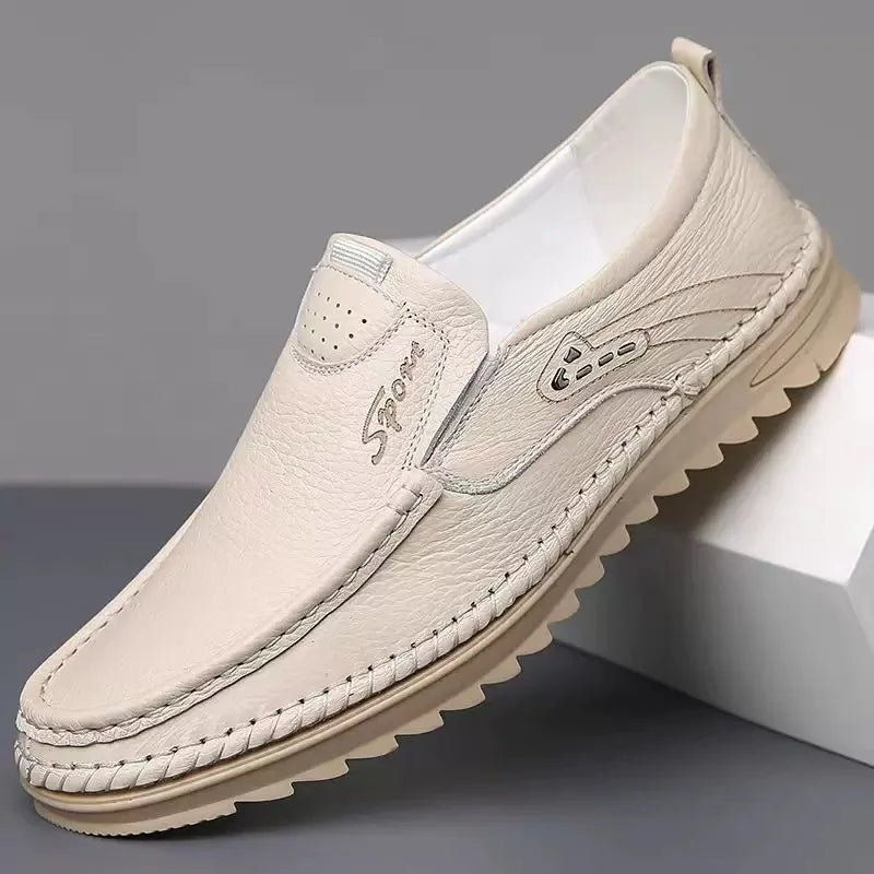 New Handmade Leather Men Shoes Casual Comfortable Men Loafers Slip on Leather Shoes Men Flats Hot Sale Outdoor Walking Shoes