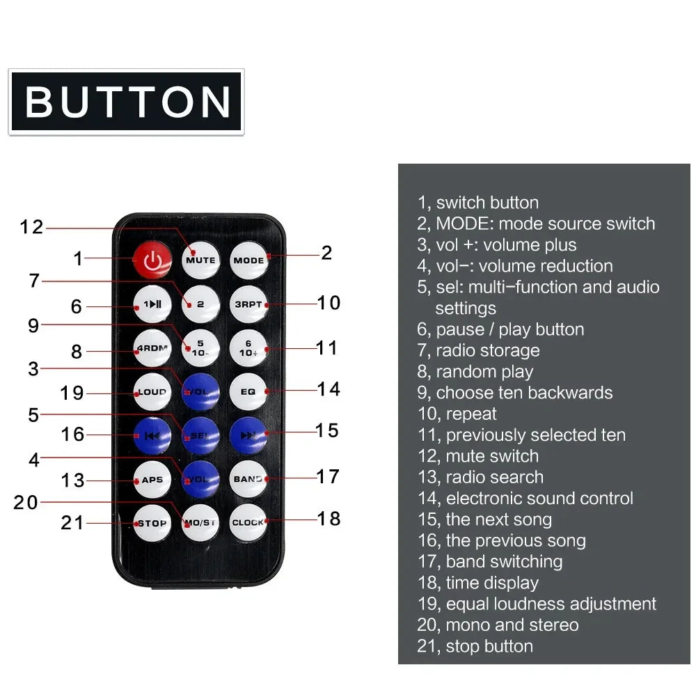 12V 1din Car MP3 Player Dual USB Bluetooth Stereo Radio Audio FM TF AUX IN Receiver in Dash Multimedia Player with remote