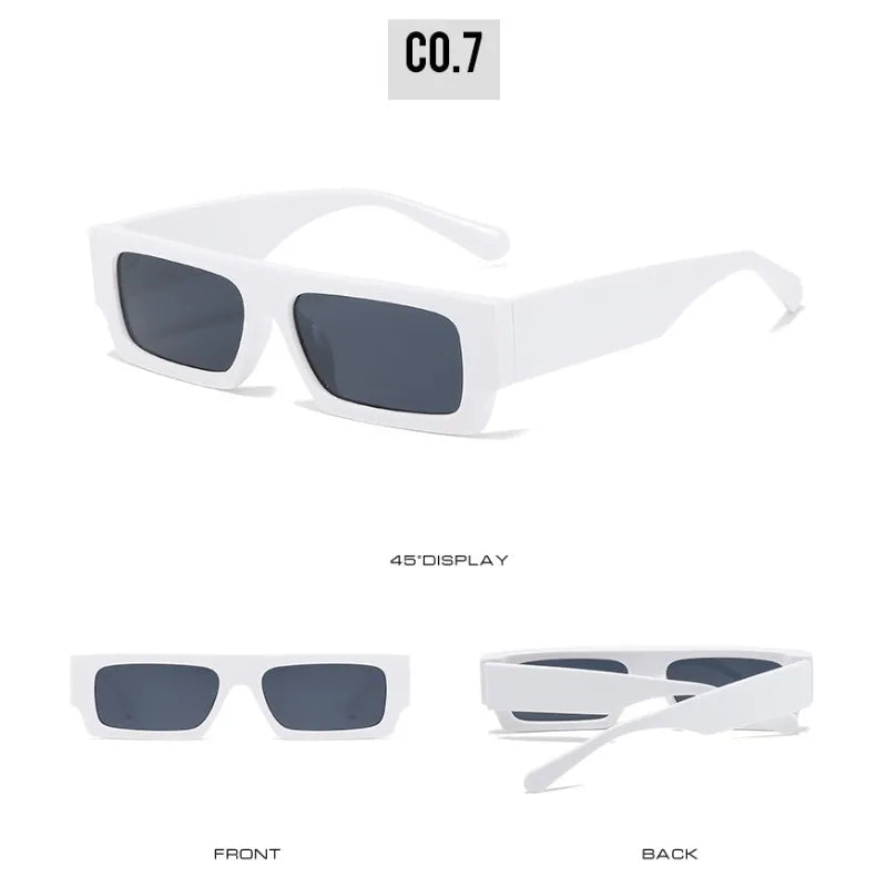 New Men Brand Shades Retro Square Sunglasses Vintage Small Rectangle Women Sun Glasses Luxury Eyeglasses Black White Eyewear