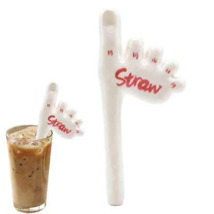 Reusable Foot Straw Handmade Toe Ceramic Drinkware Handmade Foot Straw For Fishing Drinking Tea Cold Picnic Outdoor Water