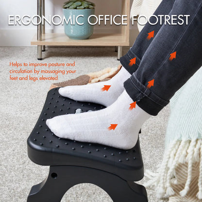 Detachable Ergonomic Under Desk Foot Stool Footrest With Massage Rollers Load 120Lbs Plastic Desk Leg Rest Home Office Footstool