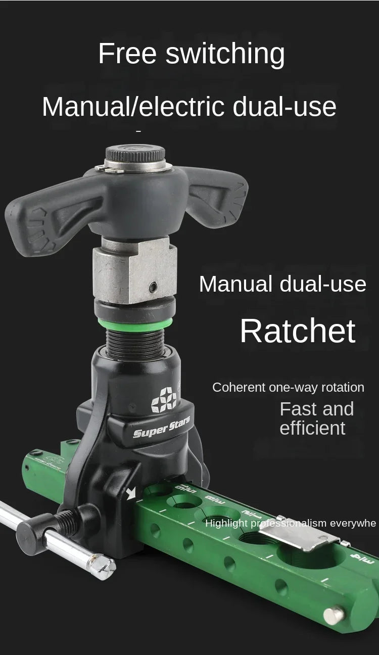DSZH ST-R806A Copper Tube Expander Tool Ratchet Hand Electric Dual-use,Reamer and Trumpet Flaring Tool Kit for Air Conditioner