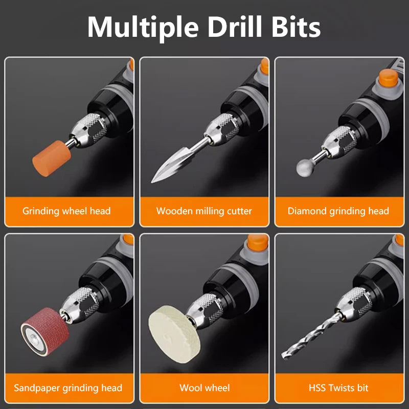 35W Rechargeable Electric Drill 3 Speed Engraving Pen USB Cordless Rotary Tool For Jewelry Metal Dremel Tools 8500r-21000r/min