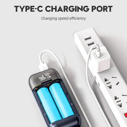 18650 Battery Charger Case DIY Power Bank Box Portable QC 3.0 PD 18W Fast Charging Case for 18650 21700 20700 Lithium Batteries