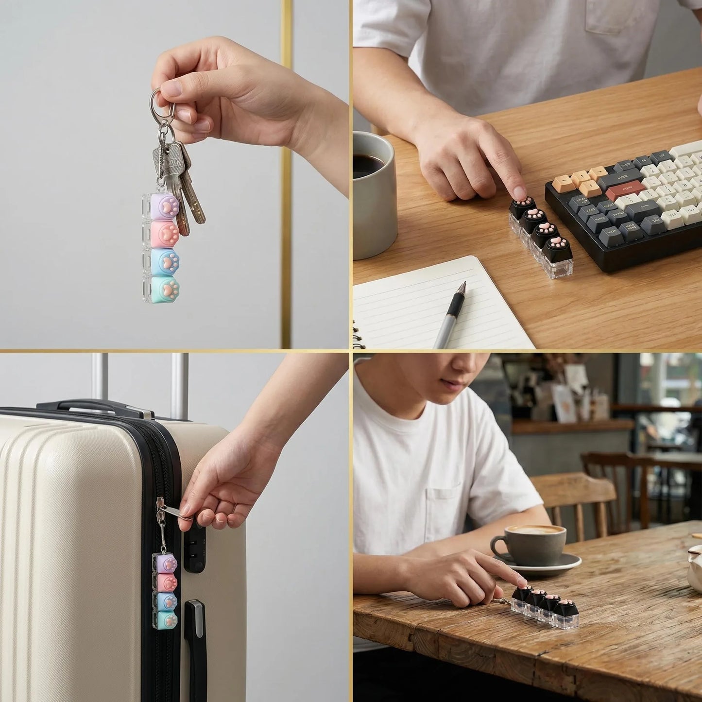 NEW LED Keyboard Keychain Fidget Toy Crystal Clicker Sensory Toy for Stress Relief Keyboard Keychain Fidget Gadget for Adults