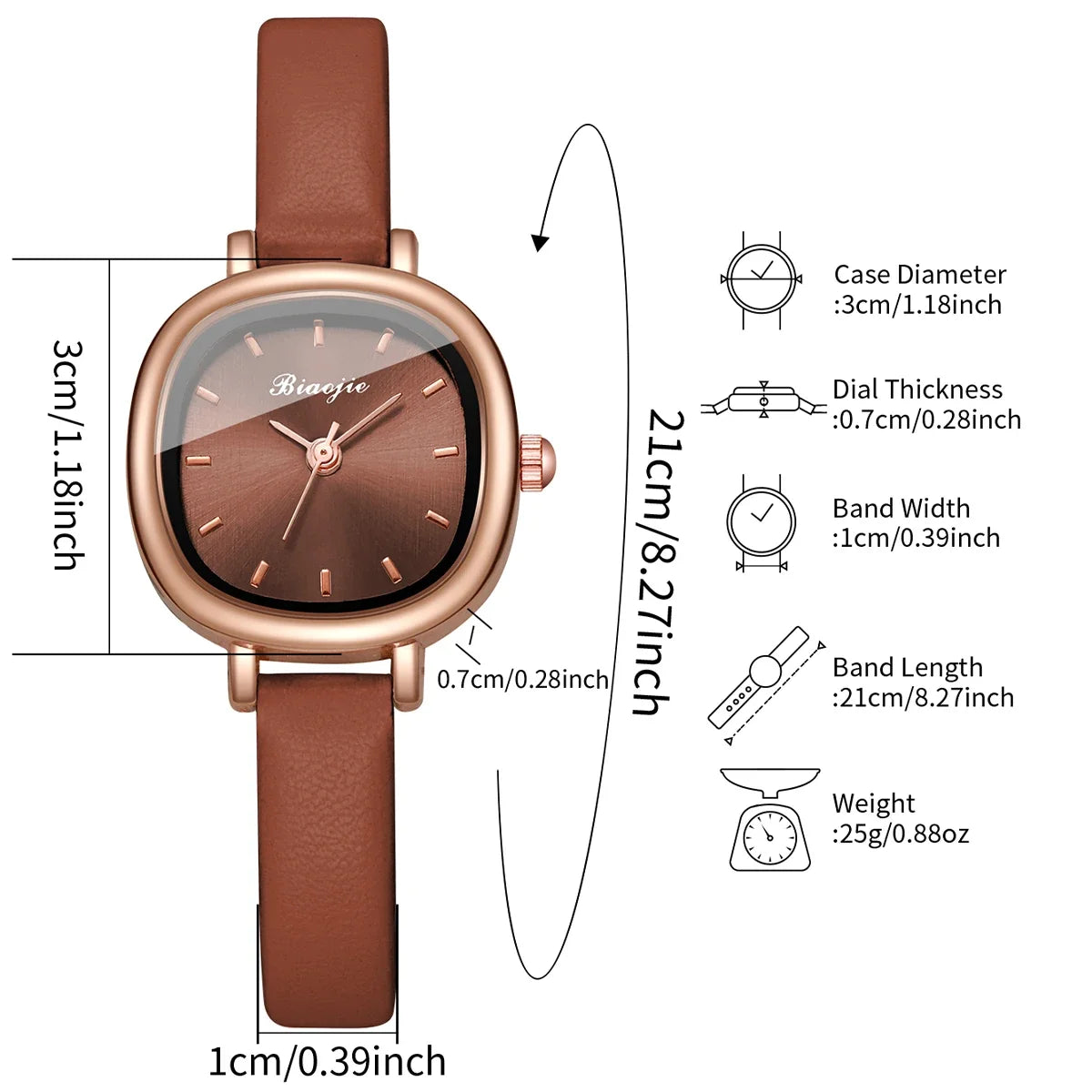 5PCS/Set Elegant Square Women Quartz Watch Leather Strap Wristwatches Heart Jewelry Set Relogio Feminino (Without Box)