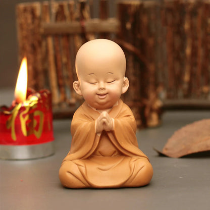 Mini Little Monk Statue Resin Monk Figurine Cute Buddha Monk Statue Decoration Home Living Room Desktop Ornament Children's Gift