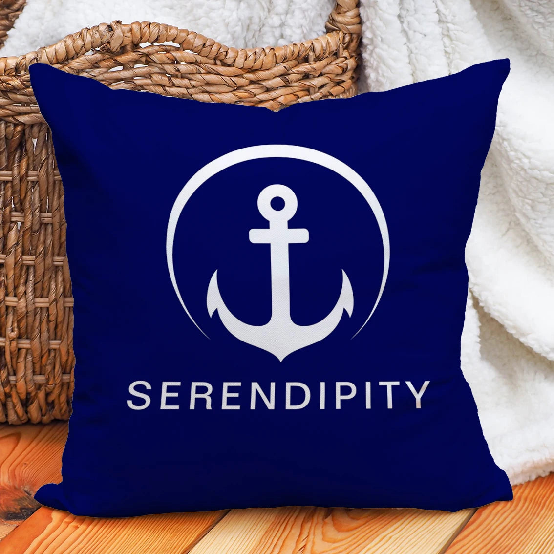 Custom Boat Name Pillow Covers Personalized Nautical Anchor Cushion Cases for Yacht Home Decor Beach House Welcome Aboard