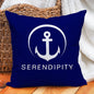 Custom Boat Name Pillow Covers Personalized Nautical Anchor Cushion Cases for Yacht Home Decor Beach House Welcome Aboard