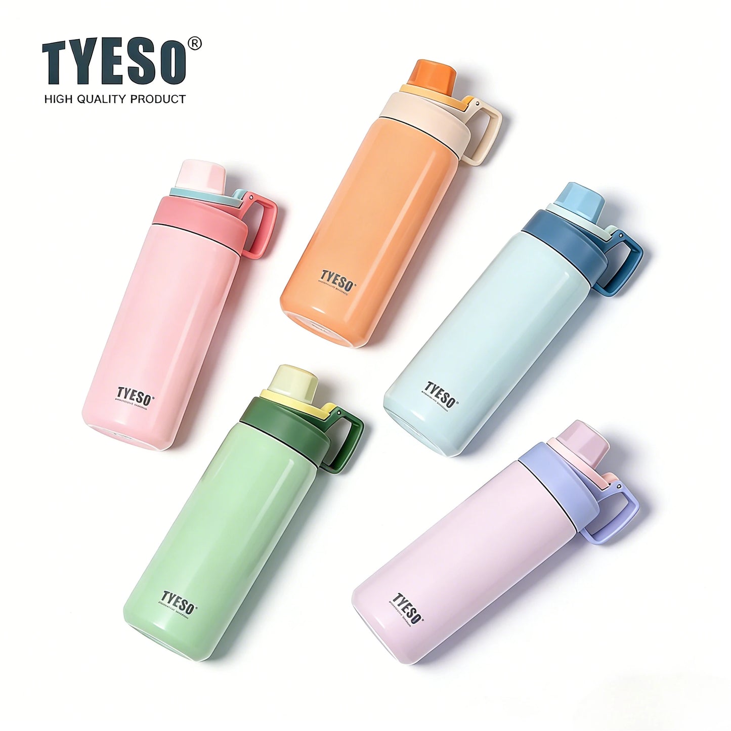 Tyeso 600ML Leakproof Insulated Water Bottle Portable Vacuum Thermal Flask Drink Cup for Outdoor Sports Travel Daily Fitness