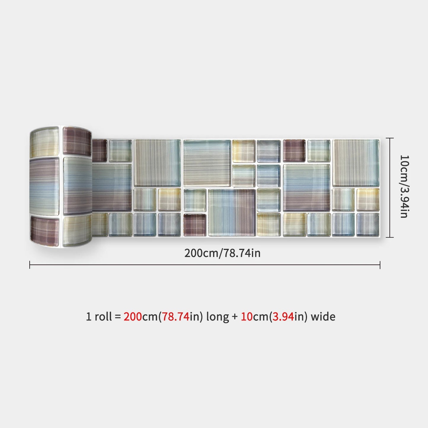 10x200cm Baseboard Sticker Moroccan Mosaic Tile Style Wall Border Sticker DIY Kitchen Bathroom Decoration Waistline Wall Sticker