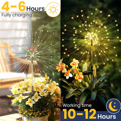 Solar Firework Light 90-200LED Outdoor Garden Decor Waterproof Auto On/Off Energy Saving Easy Installation Party Wedding Decor