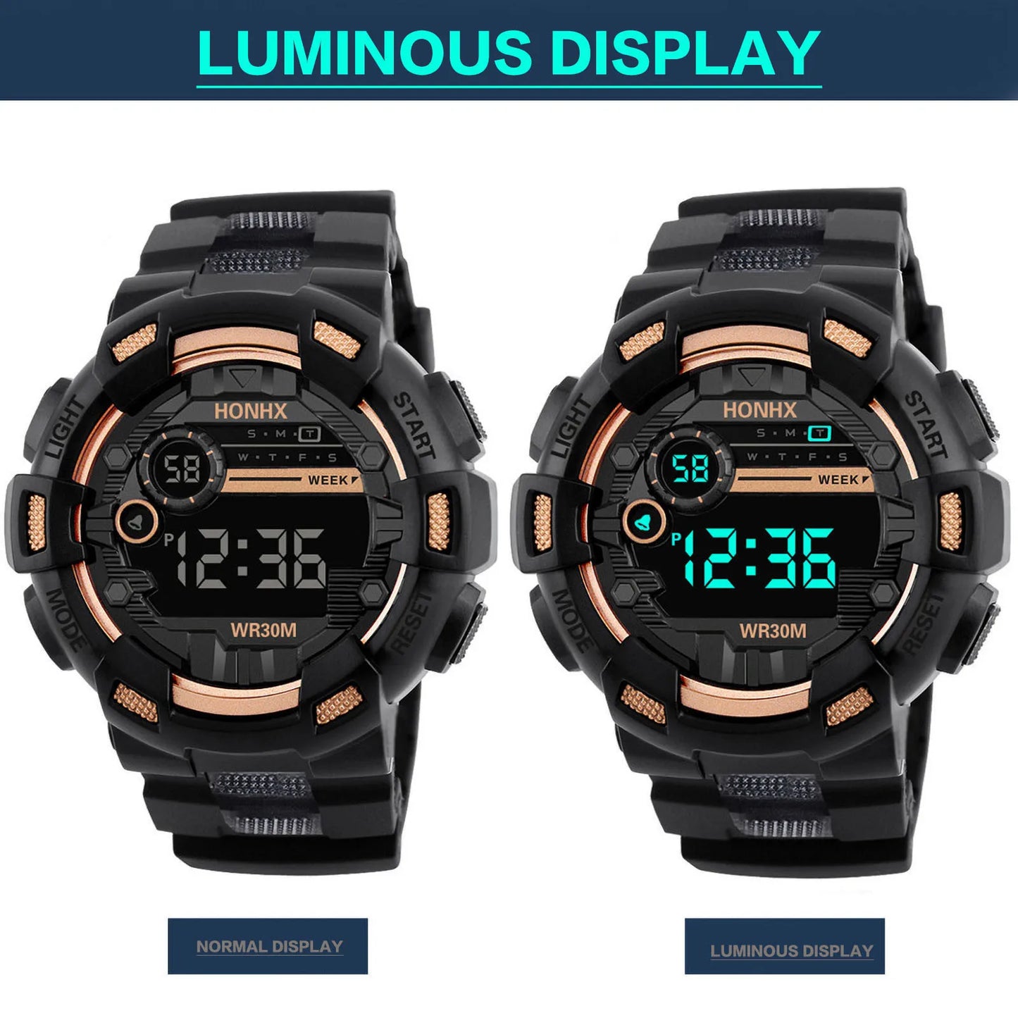 Fashion Men‘s Watch Waterproof Sports Digital Watches Men Large Dial Electronic Wristwatch Clock for Boys Child Reloj Hombre