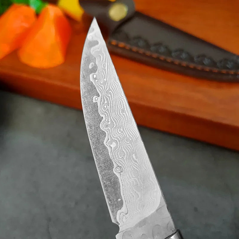 Wood Handle Damascus Steel Boning Fruit KnifeDamascus Knife BBQ Cleaver Meat Vegetables Slicing Fish Kitchen Knives Chef Knife