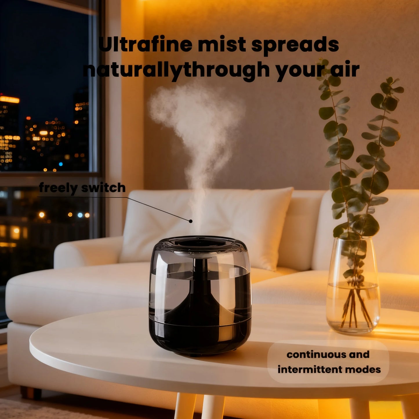 Large spray mute colorful light transparent water tank aromatherapy humidifier indoor portable bedroom air humidifier